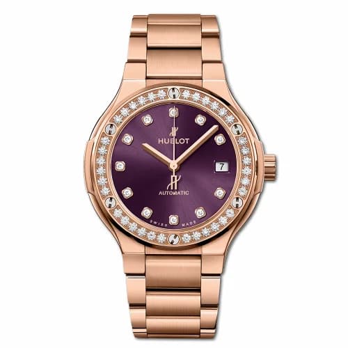 Hublot Classic Fusion 38 King Gold - Diamond / Purple / Bracelet 568.OX.898V.OX.1204