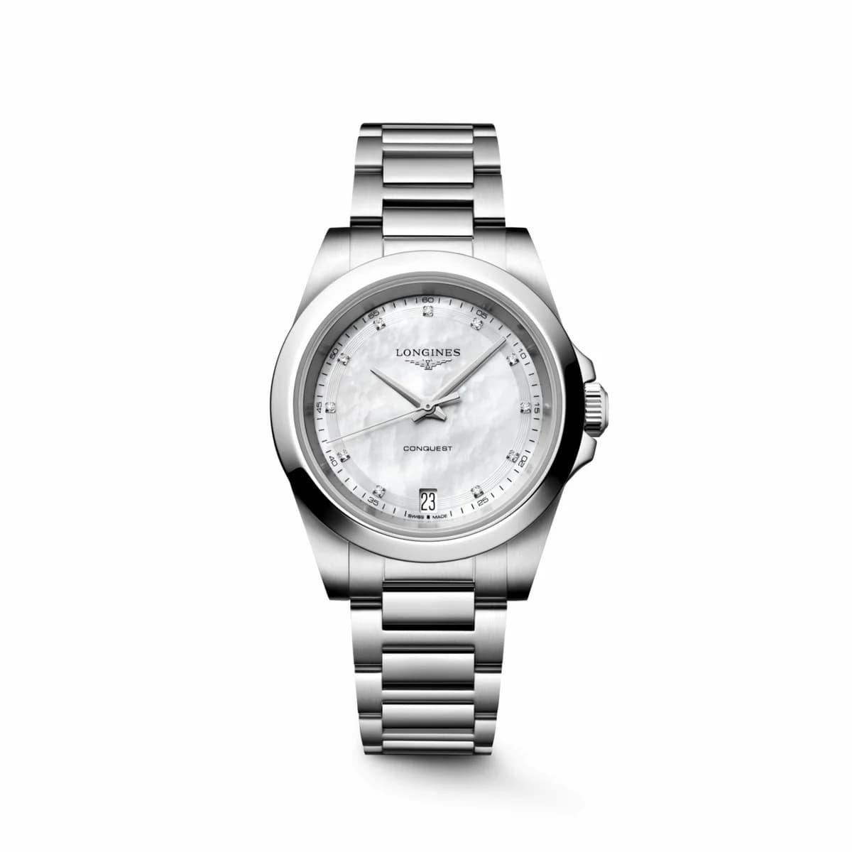 Longines Conquest Quartz 34 Stainless Steel / MOP / Bracelet L3.460.4.87.6