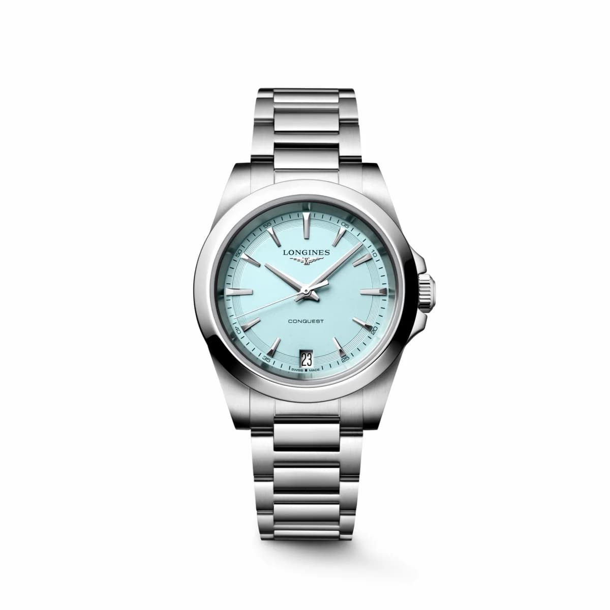 Longines Conquest Quartz 34 Stainless Steel / Mint Blue / Bracelet L3.460.4.92.6