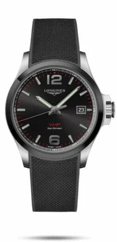 Longines Conquest V.H.P. 43 Stainless Steel / Ceramic / Black / Rubber L3.729.4.56.9