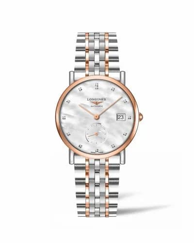 Longines Elegant Collection Small Second 34.5 Stainless Steel - Pink Gold / MOP / Bracelet L4.312.5.87.7