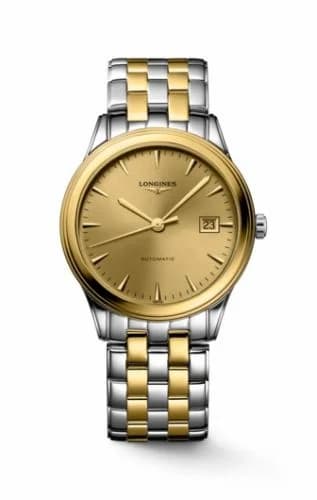 Longines Flagship 38.5 Automatic Stainless Steel - Yellow Gold / Champagne / Bracelet L4.974.3.32.7