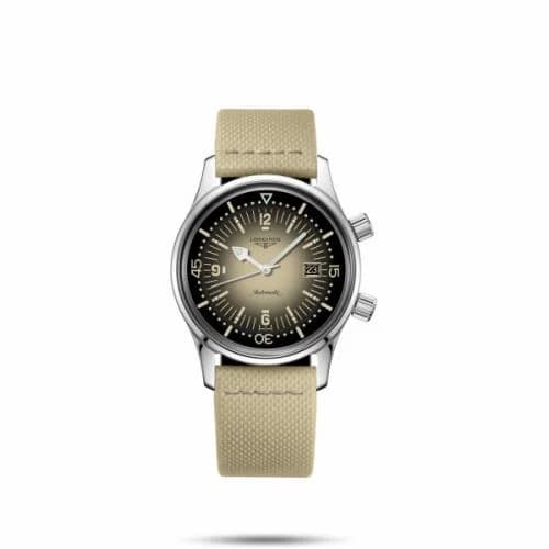 Longines Legend Diver 36 Stainless Steel / Sand / Strap L3.374.4.30.2