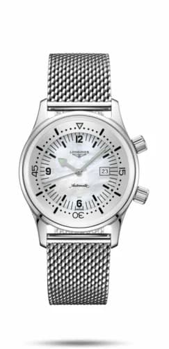 Longines Legend Diver 36 Stainless Steel / MOP / Mesh L3.374.4.80.6