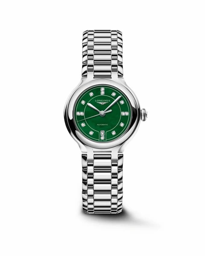 Longines PrimaLuna 30 Automatic Stainless Steel / Green MOP / Bracelet L8.123.4.07.6