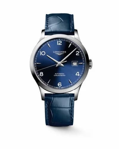 Longines Record 40mm Stainless Steel / Blue-Arabic / Alligator L2.821.4.96.4