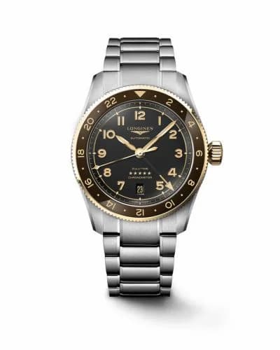 Longines Spirit Zulu Time 39 Stainless Steel - Yellow Gold / Anthracite / Bracelet L3.802.5.53.6