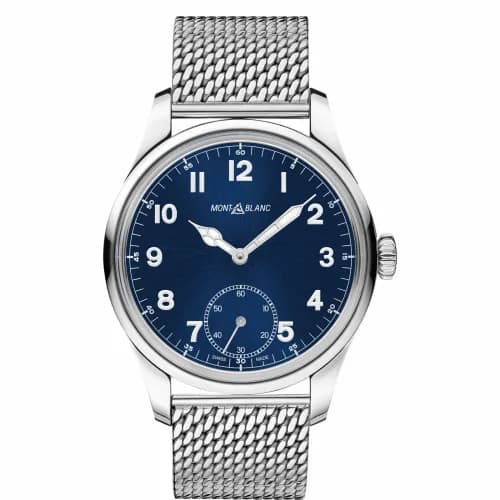 Montblanc 1858 Manual Small Second Stainless Steel / Blue / Mesh 114958 — фото часов Montblanc 1858 Manual Small Second Stainless Steel / Blue / Mesh 114958 — фото часов