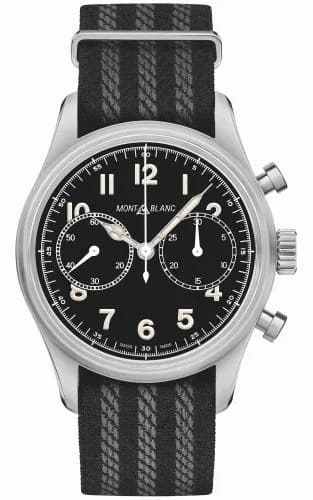 Montblanc 1858 Automatic Chronograph Stainless Steel / Black / NATO 117835 — фото часов Montblanc 1858 Automatic Chronograph Stainless Steel / Black / NATO 117835 — фото часов