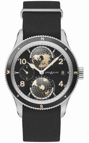 Montblanc 1858 Geosphere Stainless Steel / Black / NATO 117837 — фото часов Montblanc 1858 Geosphere Stainless Steel / Black / NATO 117837 — фото часов