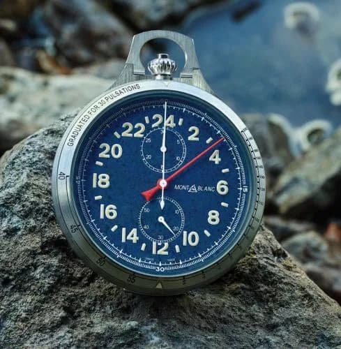 Montblanc 1858 Monopusher Chronograph Pocket Watch Titanium / Dumortierite 118485 — фото часов Montblanc 1858 Monopusher Chronograph Pocket Watch Titanium / Dumortierite 118485 — фото часов
