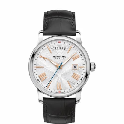 Montblanc 4810 Day-Date Stainless Steel / Silver / Alligator 114853 — фото часов Montblanc 4810 Day-Date Stainless Steel / Silver / Alligator 114853 — фото часов
