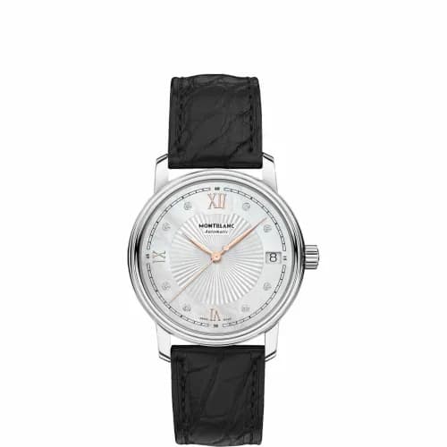 Montblanc Tradition Date Automatic 32mmStainless Steel / MOP / Alligator 114957