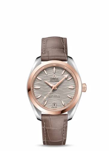 Omega Seamaster Aqua Terra 150M Master Chronometer 34 Stainless Steel / Sedna Gold / Grey-Waves / Alligator 220.23.34.20.06.001