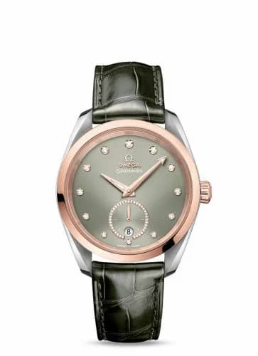 Omega Seamaster Aqua Terra 150M Master Chronometer Small Seconds 38 Stainless Steel / Sedna Gold / Green - Diamond / Alligator 220.23.38.20.60.001