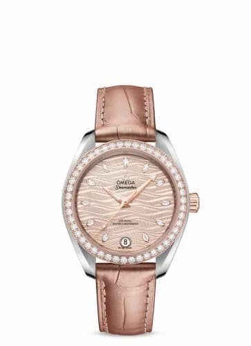 Omega Seamaster Aqua Terra 150M Master Chronometer 34 Stainless Steel / Sedna Gold / Diamond / Grey - Diamond / Alligator 220.28.34.20.59.001