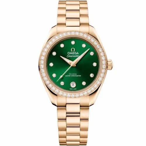 Omega Seamaster Aqua Terra 150M Master Co-Axial 30 Moonshine Gold - Diamond / Green - Diamond / Bracelet 220.55.30.20.60.001