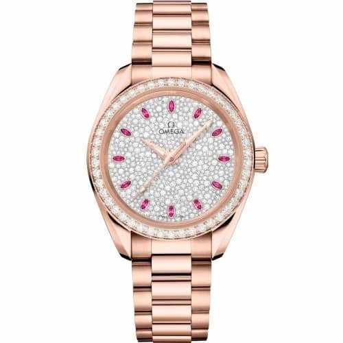 Omega Seamaster Aqua Terra 150M Master Chronometer 34 Sedna Gold / Diamond / Snow Ruby / Bracelet 220.55.34.20.99.007