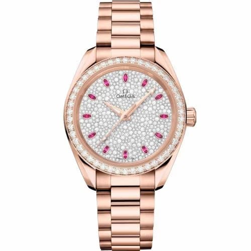 Omega Seamaster Aqua Terra 150M Master Chronometer 34 Sedna Gold / Diamond / Snow Ruby / Bracelet 220.55.34.20.99.007