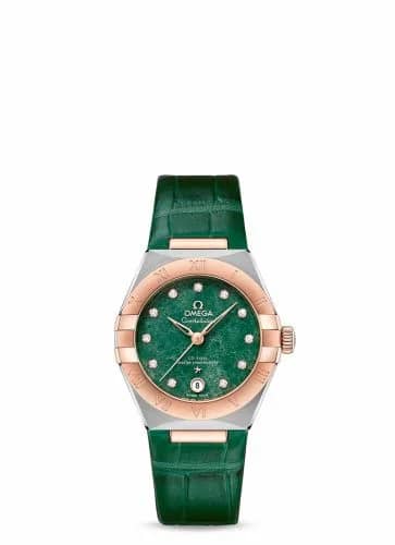 Omega Constellation Manhattan 29 Co-Axial Master Chronometer Stainless Steel / Sedna Gold / Green Aventurine 131.23.29.20.99.001