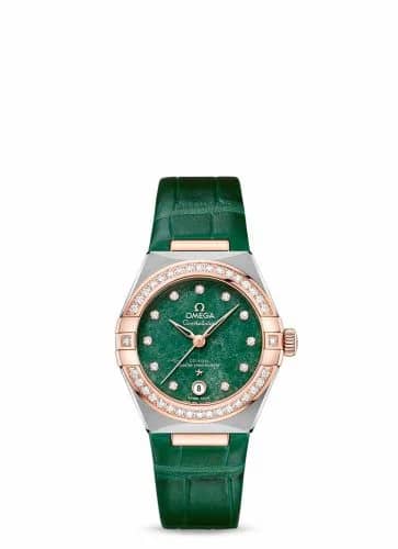 Omega Constellation Manhattan 29 Co-Axial Master Chronometer Stainless Steel / Sedna Gold / Diamond / Green Aventurine 131.28.29.20.99.001