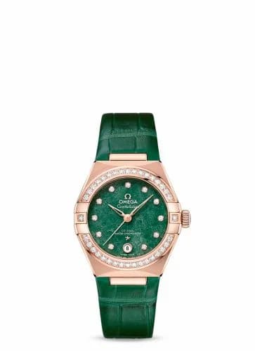 Omega Constellation Manhattan 29 Co-Axial Master Chronometer Sedna Gold / Diamond / Green Aventurine 131.58.29.20.99.004