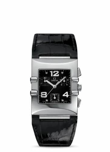 Omega Constellation Quadra Quartz 28 Chronograph Stainless Steel / Black / Alligator 1841.55.11