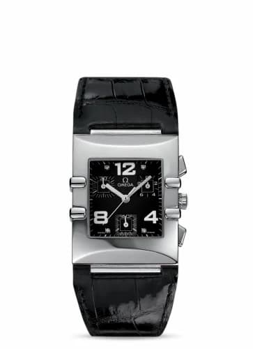 Omega Constellation Quadra Quartz 28 Chronograph Stainless Steel / Black / Alligator 1841.55.11