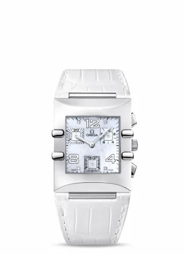 Omega Constellation Quadra Quartz 28 Chronograph Stainless Steel / MOP/ Alligator 1841.75.36