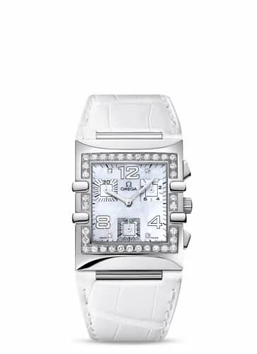 Omega Constellation Quadra Quartz 28 Chronograph Stainless Steel / Diamond / MOP/ Alligator 1847.75.36