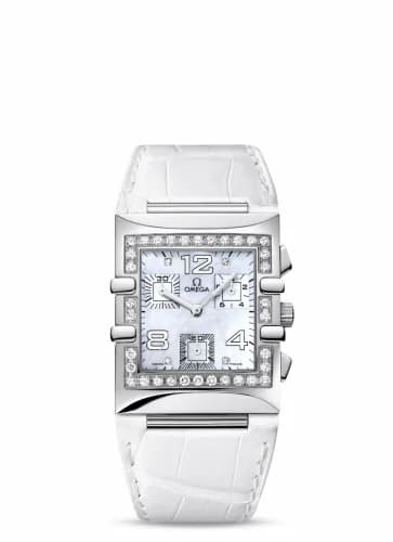 Omega Constellation Quadra Quartz 28 Chronograph Stainless Steel / Diamond / MOP/ Alligator 1847.75.36