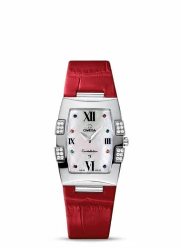 Omega Constellation Quadrella Quartz 25 Stainless Steel / MOP / Red Alligator 1886.79.40