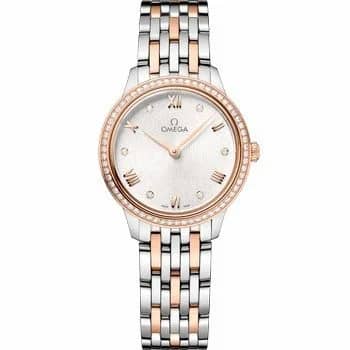 Omega De Ville Quartz 27.5 Stainless Steel - Sedna Gold - Diamond / Silver / Bracelet 434.25.28.60.52.001