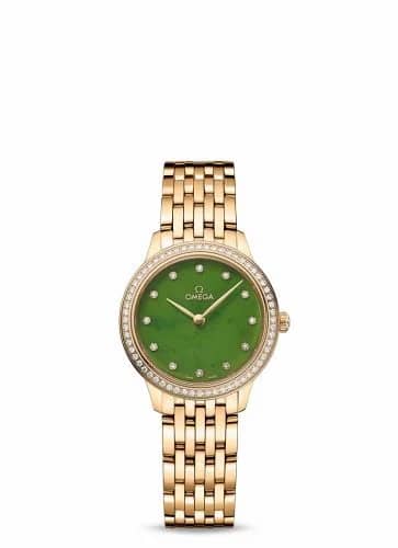 Omega De Ville Quartz 27.5 Yellow Gold - Diamond / Jade - Diamond / Bracelet 434.55.28.60.99.001
