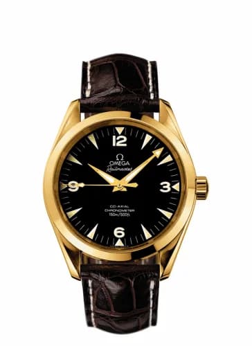 Omega Seamaster Aqua Terra 150M Co-Axial 39.2 Railmaster Yellow Gold / Brown Alligator / China 2608.52.37