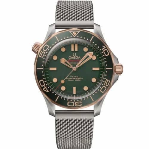 Omega Seamaster Diver 300M Master Co-Axial 42 Titanium - Bronze Gold / Green / Bracelet 210.90.42.20.10.001