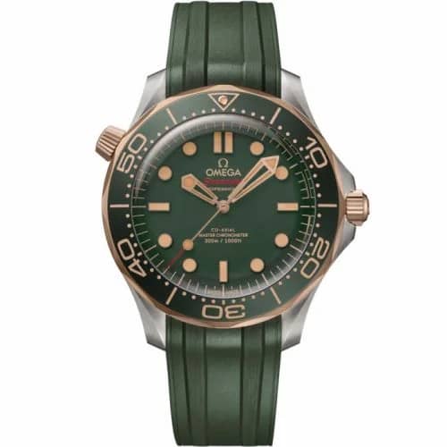 Omega Seamaster Diver 300M Master Co-Axial 42 Titanium - Bronze Gold / Green / Rubber 210.92.42.20.10.001