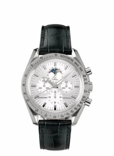 Omega Speedmaster Professional Moonphase Broad Arrow Stainless Steel / Silver / Strap 3875.30.31
