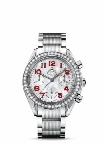 Omega Speedmaster Reduced Ladies Stainless Steel / Diamond / MOP / Red / Bracelet 3535.79.00