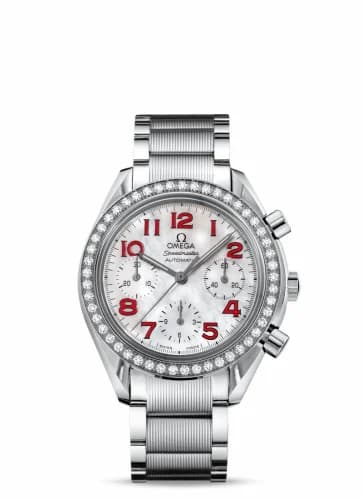 Omega Speedmaster Reduced Ladies Stainless Steel / Diamond / MOP / Red / Bracelet 3535.79.00