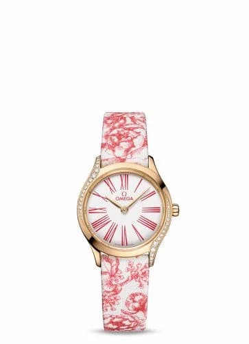 Omega Mini Trésor Quartz 26 Moonshine Gold - Diamond / White - Rose / Toile de Jouy 428.57.26.60.04.003