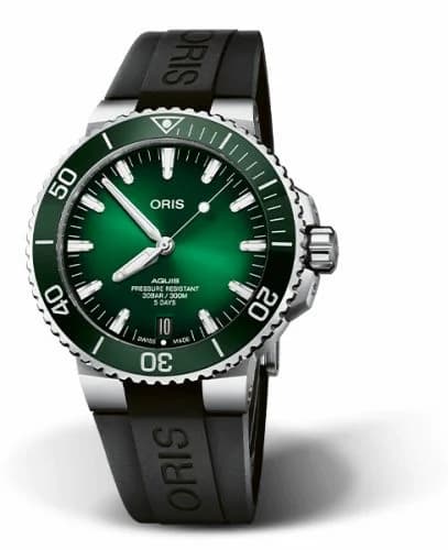 Oris Aquis Date Calibre 400 43.5 Stainless Steel / Green / Rubber 01 400 7763 4157-07 4 24 74EB — фото часов Oris Aquis Date Calibre 400 43.5 Stainless Steel / Green / Rubber 01 400 7763 4157-07 4 24 74EB — фото часов