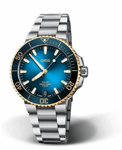 Oris Aquis Date Calibre 400 41.5 Stainless Steel - Yellow Gold / Blue / Bracelet 01 400 7769 6355-07 8 22 09PEB — фото часов Oris Aquis Date Calibre 400 41.5 Stainless Steel - Yellow Gold / Blue / Bracelet 01 400 7769 6355-07 8 22 09PEB — фото часов
