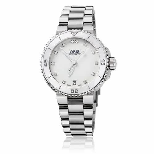 Oris Aquis Date 36 Stainless Steel / White - Diamond / Bracelet 01 733 7652 4191-07 8 18 01P — фото часов Oris Aquis Date 36 Stainless Steel / White - Diamond / Bracelet 01 733 7652 4191-07 8 18 01P — фото часов