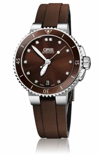 Oris Aquis Date Diamonds 36 Stainless Steel / Brown - Diamond / Rubber 01 733 7652 4192-07 5 18 12FC — фото часов Oris Aquis Date Diamonds 36 Stainless Steel / Brown - Diamond / Rubber 01 733 7652 4192-07 5 18 12FC — фото часов
