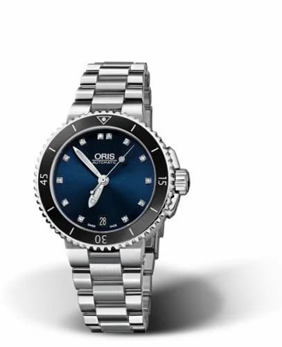 Oris Aquis Date 36 Stainless Steel / Blue - Diamond / Bracelet 01 733 7652 4195-07 8 18 01P — фото часов Oris Aquis Date 36 Stainless Steel / Blue - Diamond / Bracelet 01 733 7652 4195-07 8 18 01P — фото часов