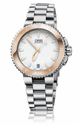 Oris Aquis Date 36 Stainless Steel / White / Bracelet 01 733 7652 4356-07 8 18 01P — фото часов Oris Aquis Date 36 Stainless Steel / White / Bracelet 01 733 7652 4356-07 8 18 01P — фото часов