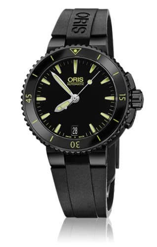 Oris Aquis Date 36 DLC / Black / Rubber 01 733 7652 4722-07 4 18 34B — фото часов Oris Aquis Date 36 DLC / Black / Rubber 01 733 7652 4722-07 4 18 34B — фото часов