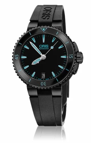 Oris Aquis Date 36 DLC / Black / Rubber 01 733 7652 4725-07 4 18 34B — фото часов Oris Aquis Date 36 DLC / Black / Rubber 01 733 7652 4725-07 4 18 34B — фото часов