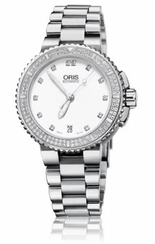 Oris Aquis Date Diamonds 36 Stainless Steel / White - Diamond / Bracelet 01 733 7652 4991-07 8 18 01P — фото часов Oris Aquis Date Diamonds 36 Stainless Steel / White - Diamond / Bracelet 01 733 7652 4991-07 8 18 01P — фото часов